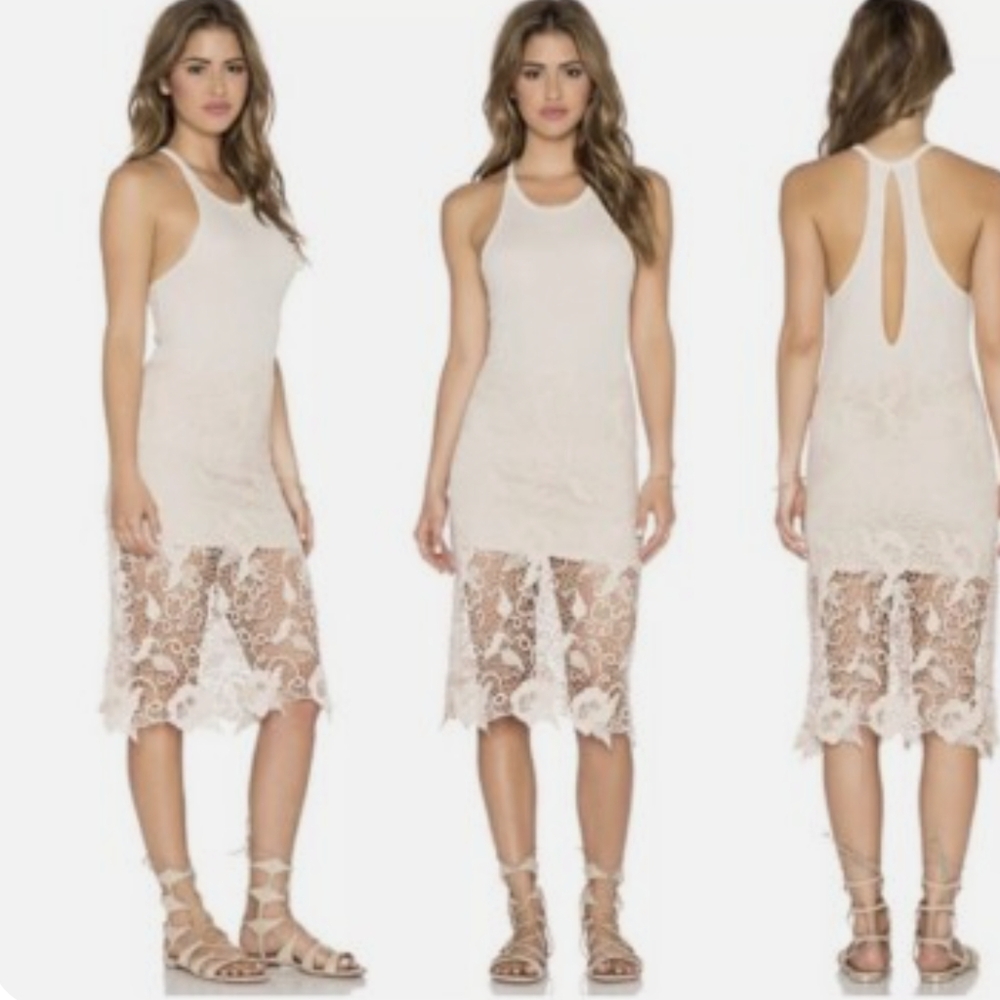 Free People Cream Sheath Midi Dress NWT SZ L